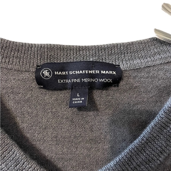 Hart Schaffner Marx Extra Fine Merino Wool Gray Lightweight Sweater Size L - Picture 3 of 5